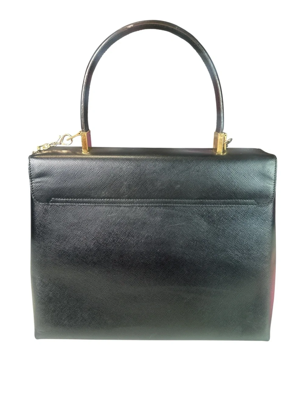 Salvatore Ferragamo Elegant Black Top-Handle Shoulder Bag with provided chain